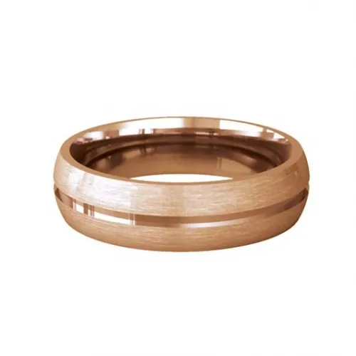 Patterned Designer Rose Gold Wedding Ring - Luna